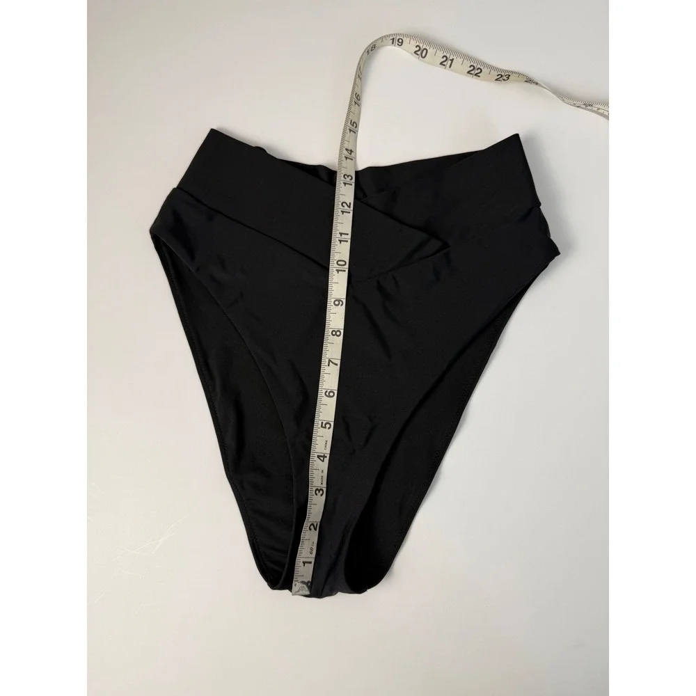 Aerie Black High Cut Cheeky Crossover Bikini Bottoms Size Medium